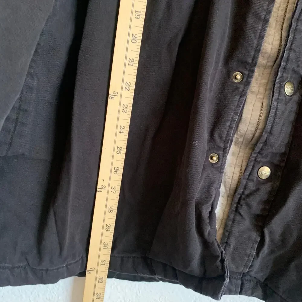 Dickies Mens 3XL Black Hooded Denim Work Jacket Sweatshirt Lined Full Zip Coat